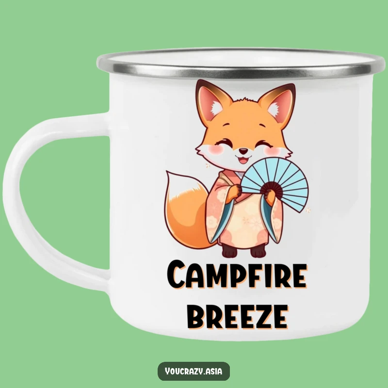 Funny Fox Kimono Fan Camping Mug - Outdoor Elegant Gift
