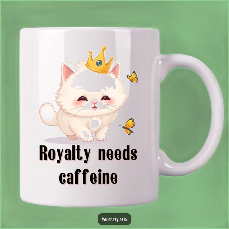 Funny Royal Cat Chasing Butterfly Mug: A Regal Kitty's Hilarious Adventure, Perfect Funny Gift