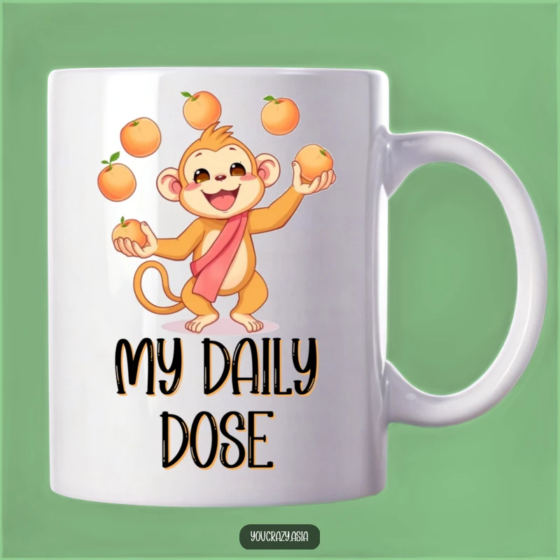 Funny Juggling Monkey Mug - Cheerful Peaches for a Hilarious Funny Gift