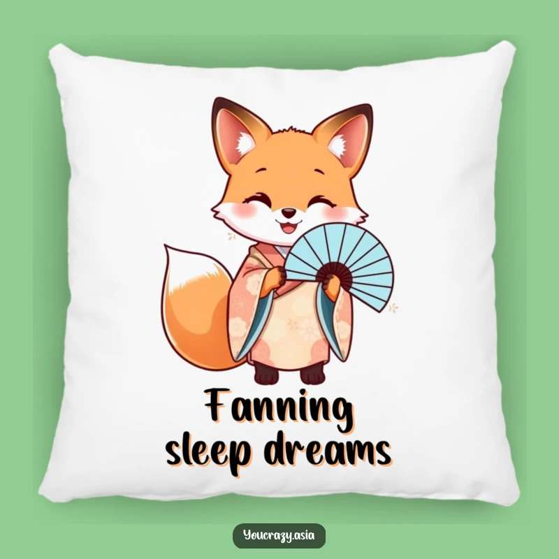 Funny Fox Kimono Fan Pillow - Elegant Accent Pillow Gift