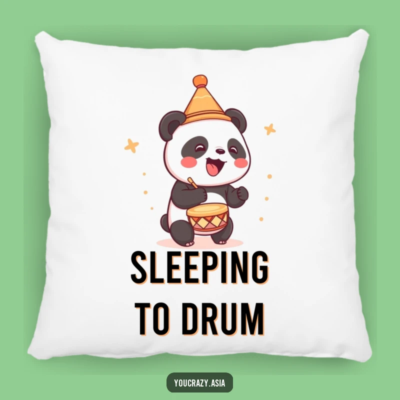 Funny Panda Drumming Pillow - Cute Hat Accent Pillow Gift