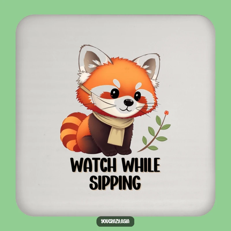 Funny Red Panda Mask Coaster - Curious Observer Drink Protector Gift