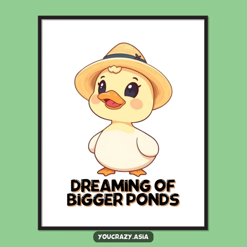 Funny Duck Straw Hat Poster: Charming Wall Art & Hilarious Gift!