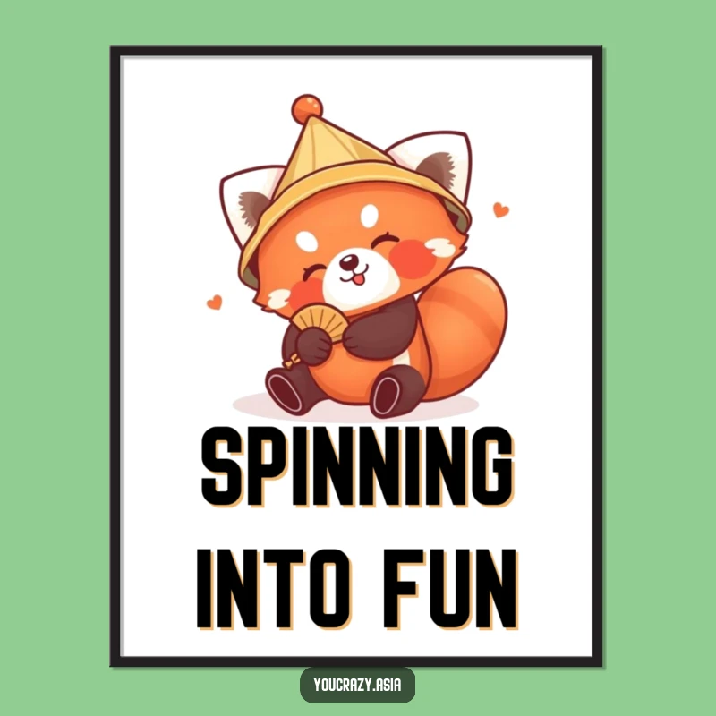 Funny Red Panda Hat Poster - Playful Tumble Art for a Cute Funny Gift