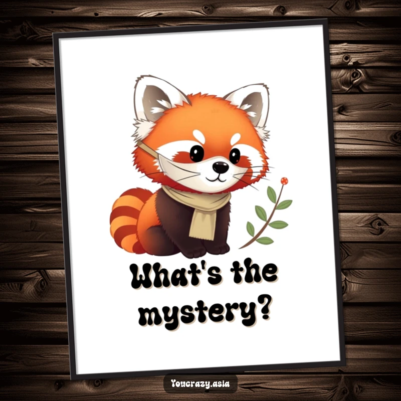 Funny Free Printable Wall Art: A masked red panda observes curiously, adding downloadable intrigue and charm to any space.
