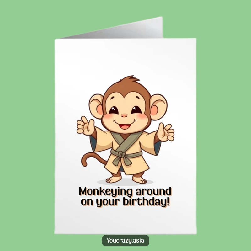 Free Printable Monkey Birthday Card: Jigging Robe Fun Downloadable Gift