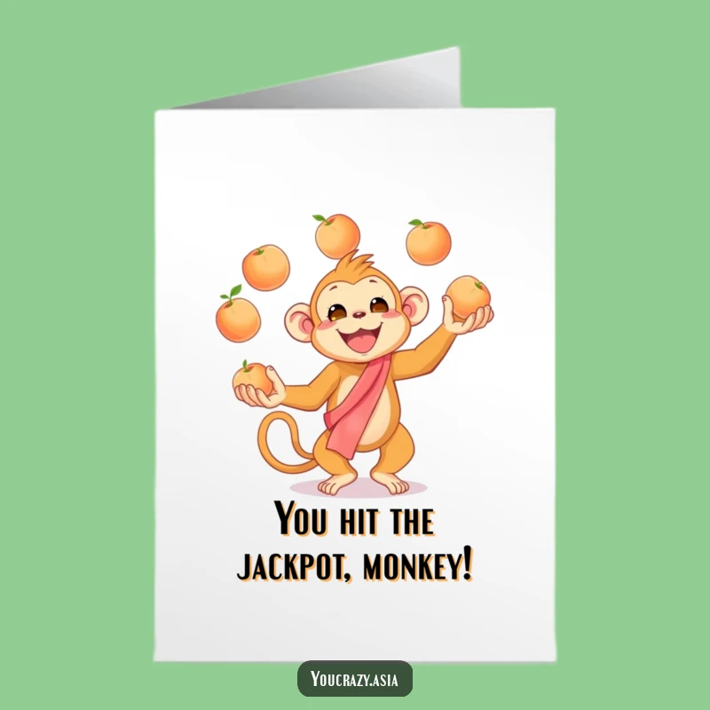 Free Printable Congratulations Juggling Monkey Card - Festive Downloadable Gift for Success