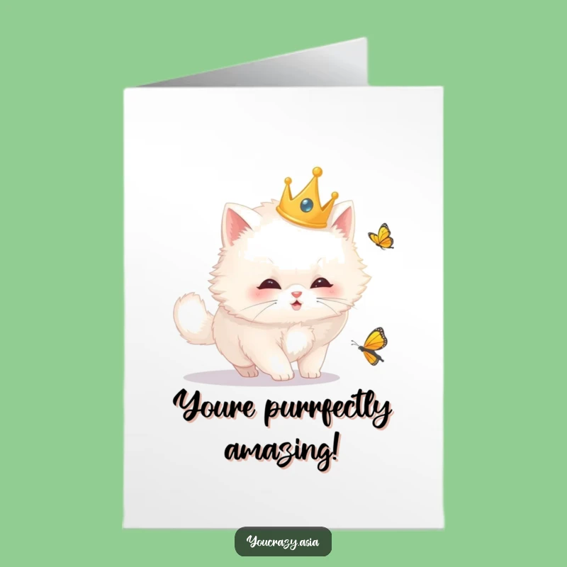 Free Printable Congrats Card: Royal Cat Crown Design, Funny Downloadable Gift