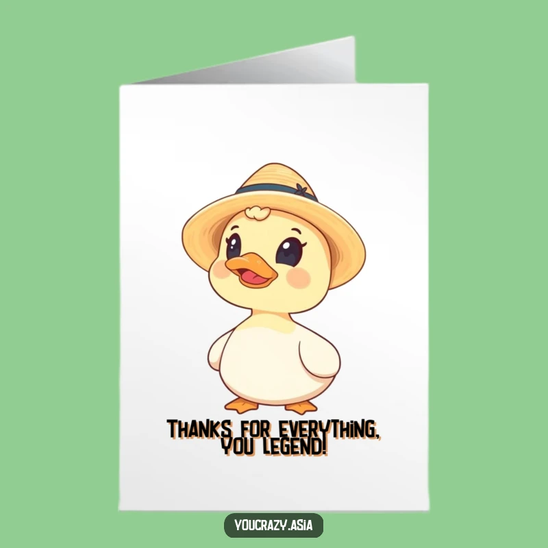 Free Printable Thank You Card: Duck Hat Humor for a Sweet Downloadable Gift