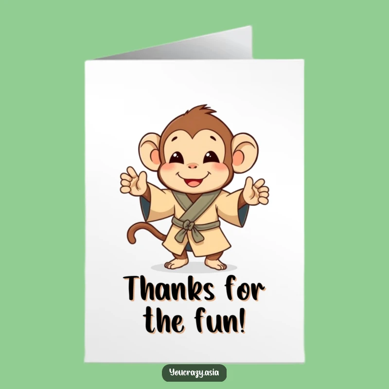 Free Printable Monkey Thank You Card: Jigging Robe Gratitude Downloadable