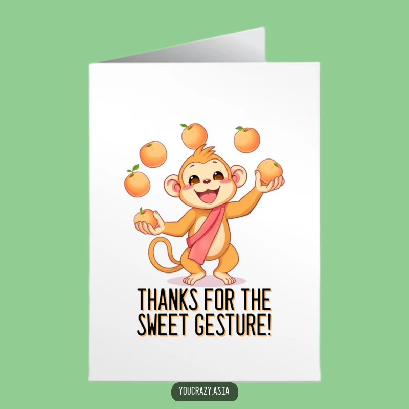 Free Printable Thank You Juggling Monkey Card - Grateful Downloadable Gift for Appreciation