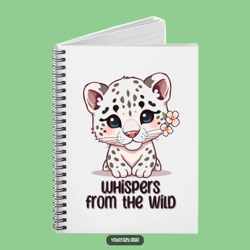 Funny Shy Snow Leopard Notebook: Gentle Flower Journal, Creative Expression, Sweet Funny Gift
