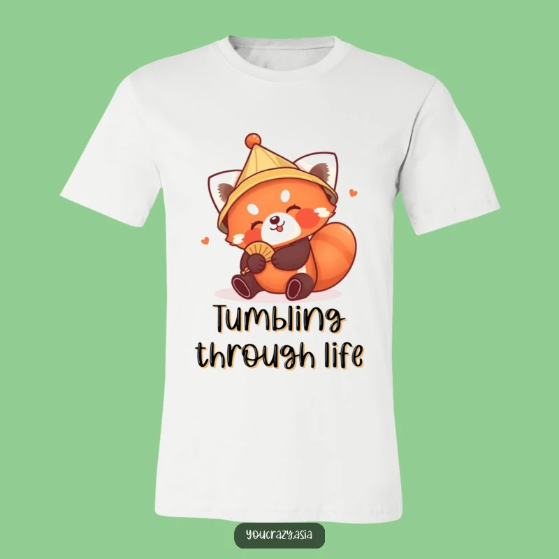 Funny Red Panda Hat T-Shirt - Playful Tumble Tee for a Cute Funny Gift